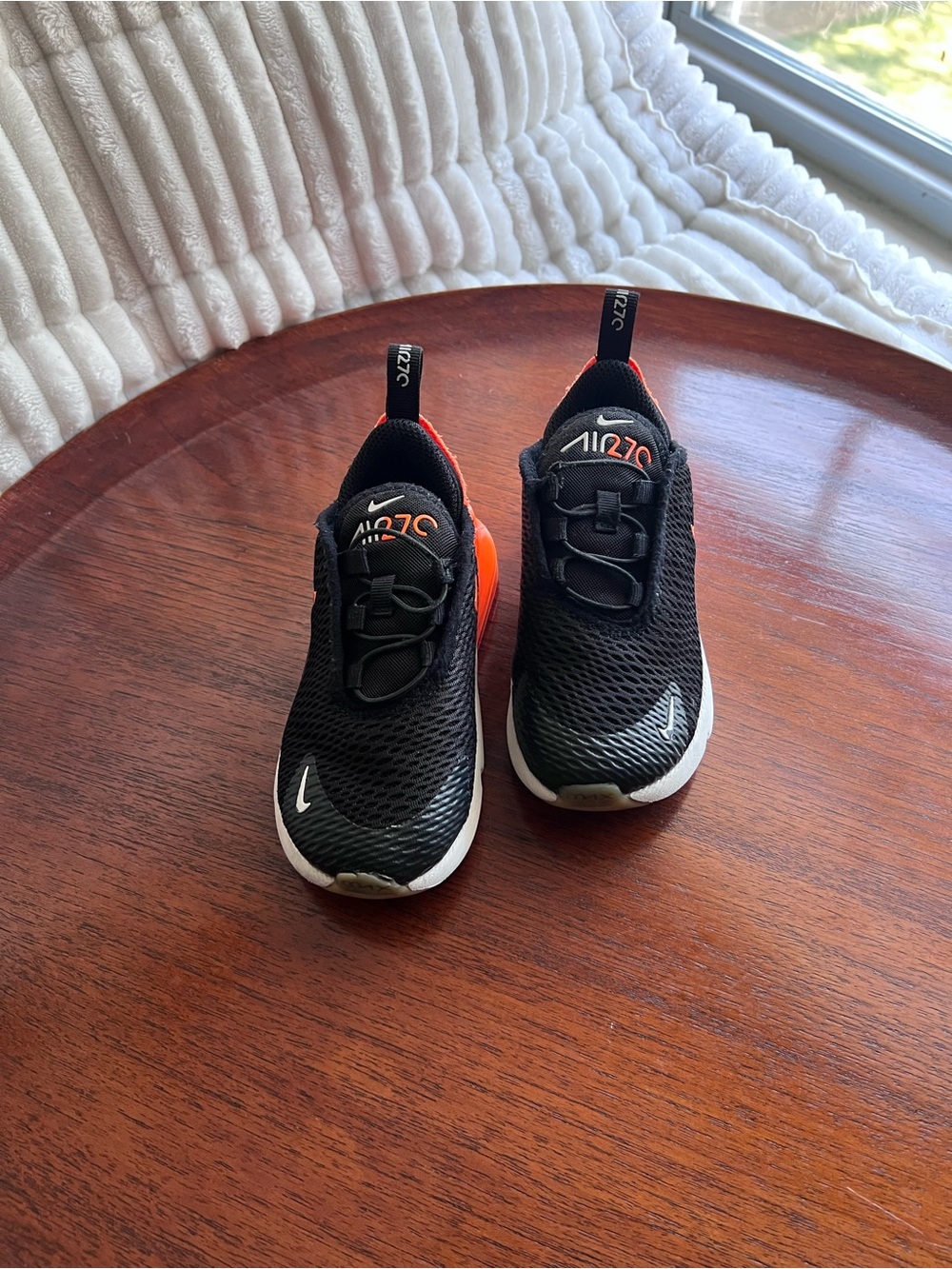 Nike Kids Black and Orange Air 270 Slip-On Sneakers